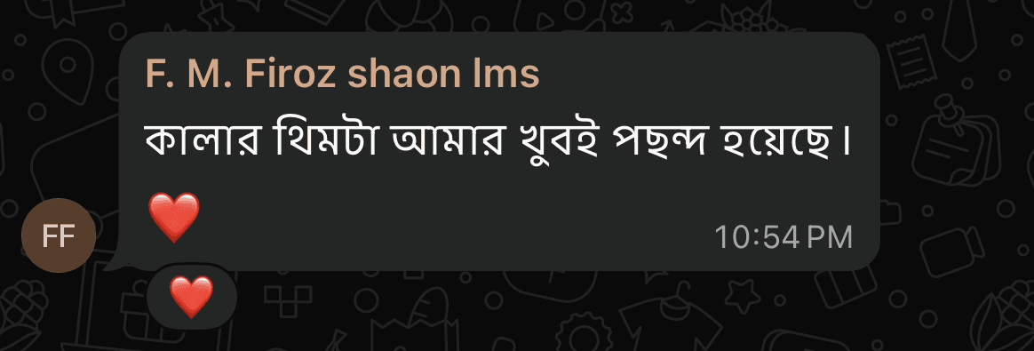 Client message appreciating an update from Nexist